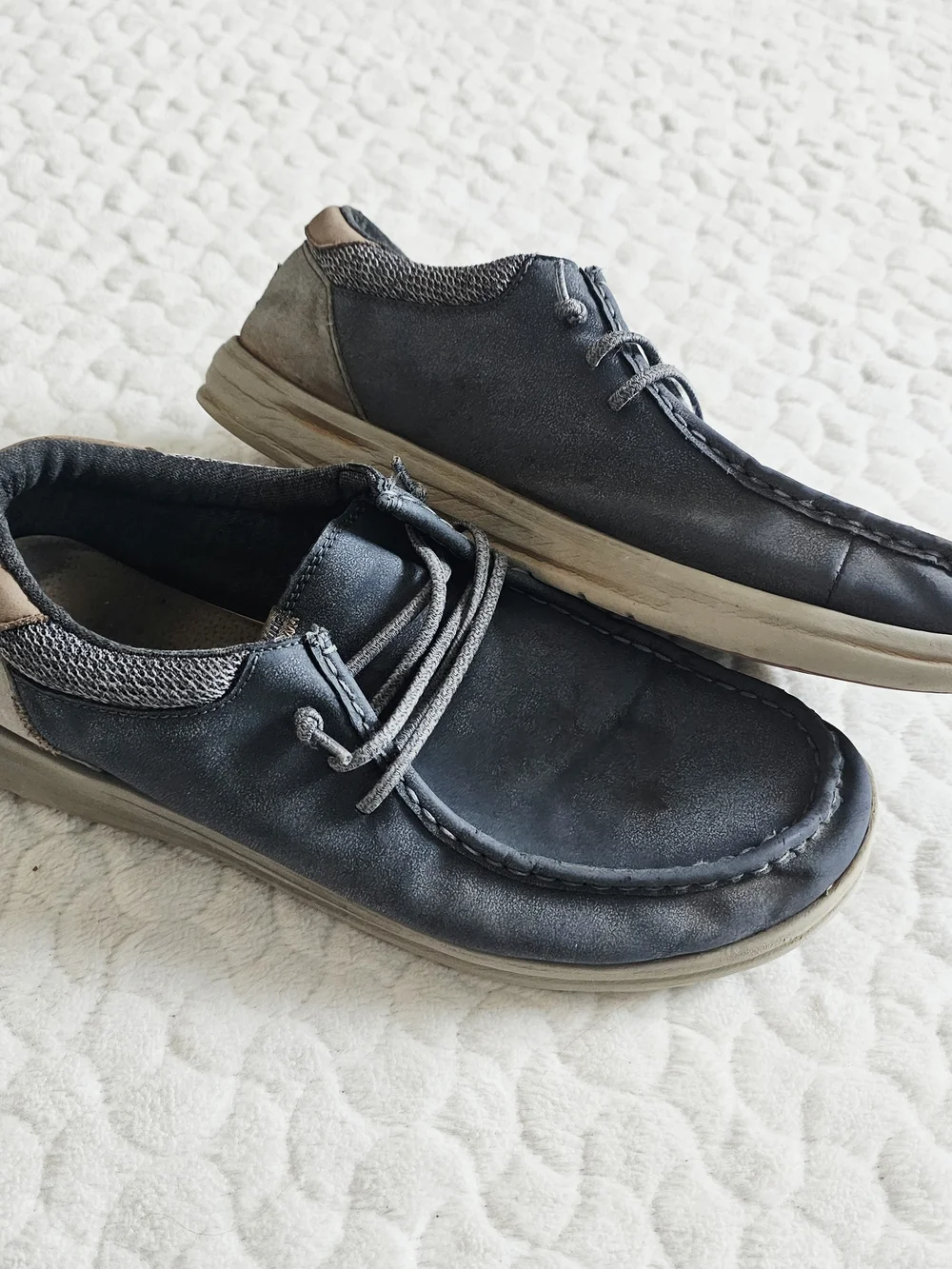 Hey Dudes Men's Casual Navy Grey Moc Toe Lace-Up Shoes